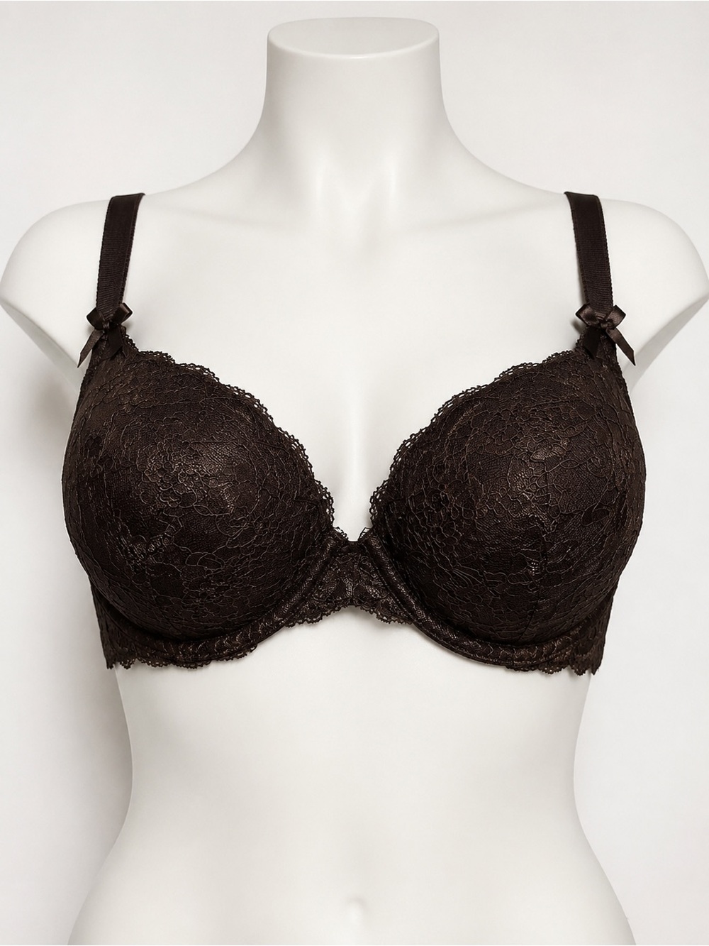 Bombshell Boudoir Black Lace Push-Up Underwire Bra 34F EUC